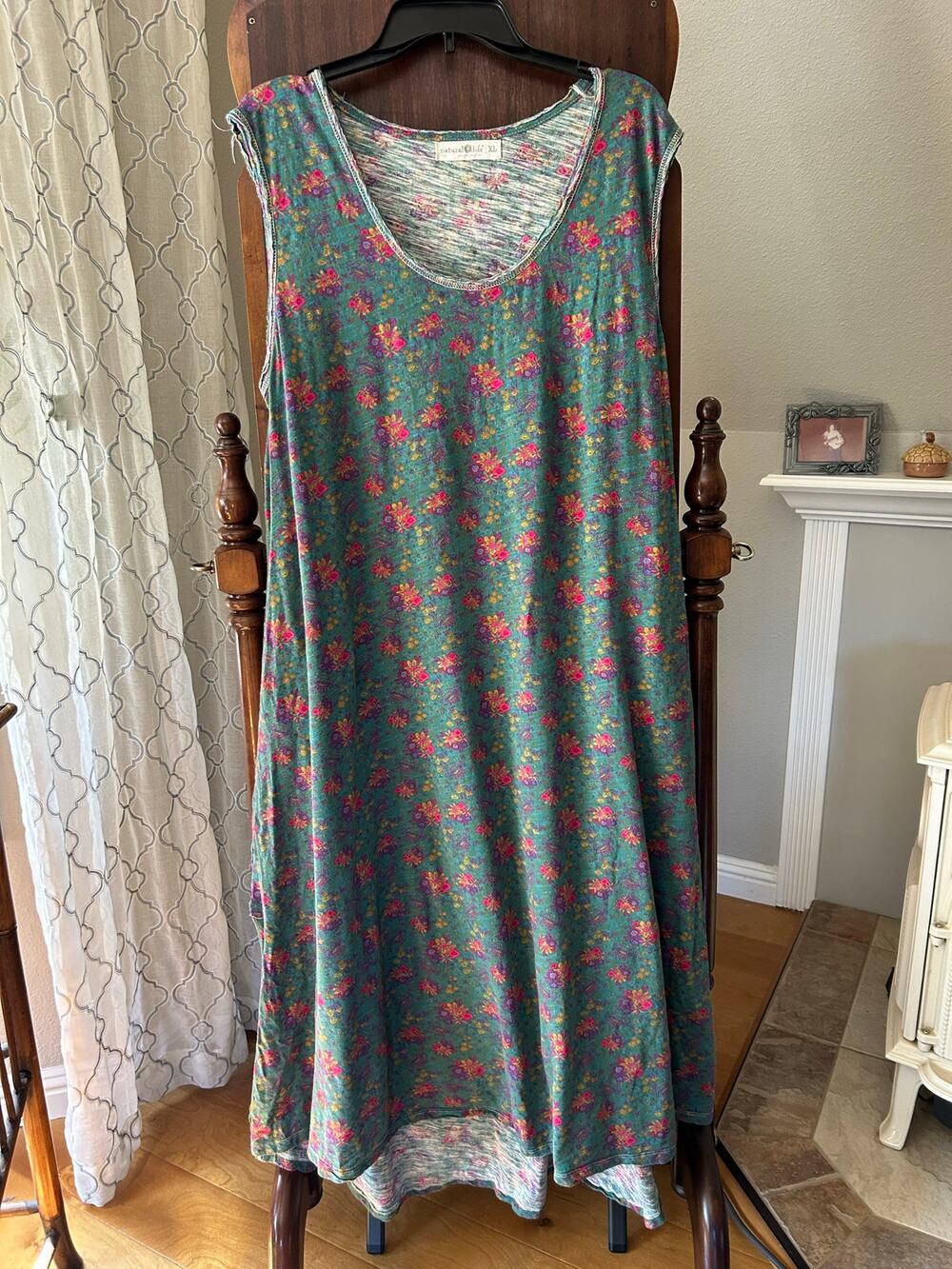Natural Life Cotton Teal Floral Sleeveless Maxi Dress  
XL